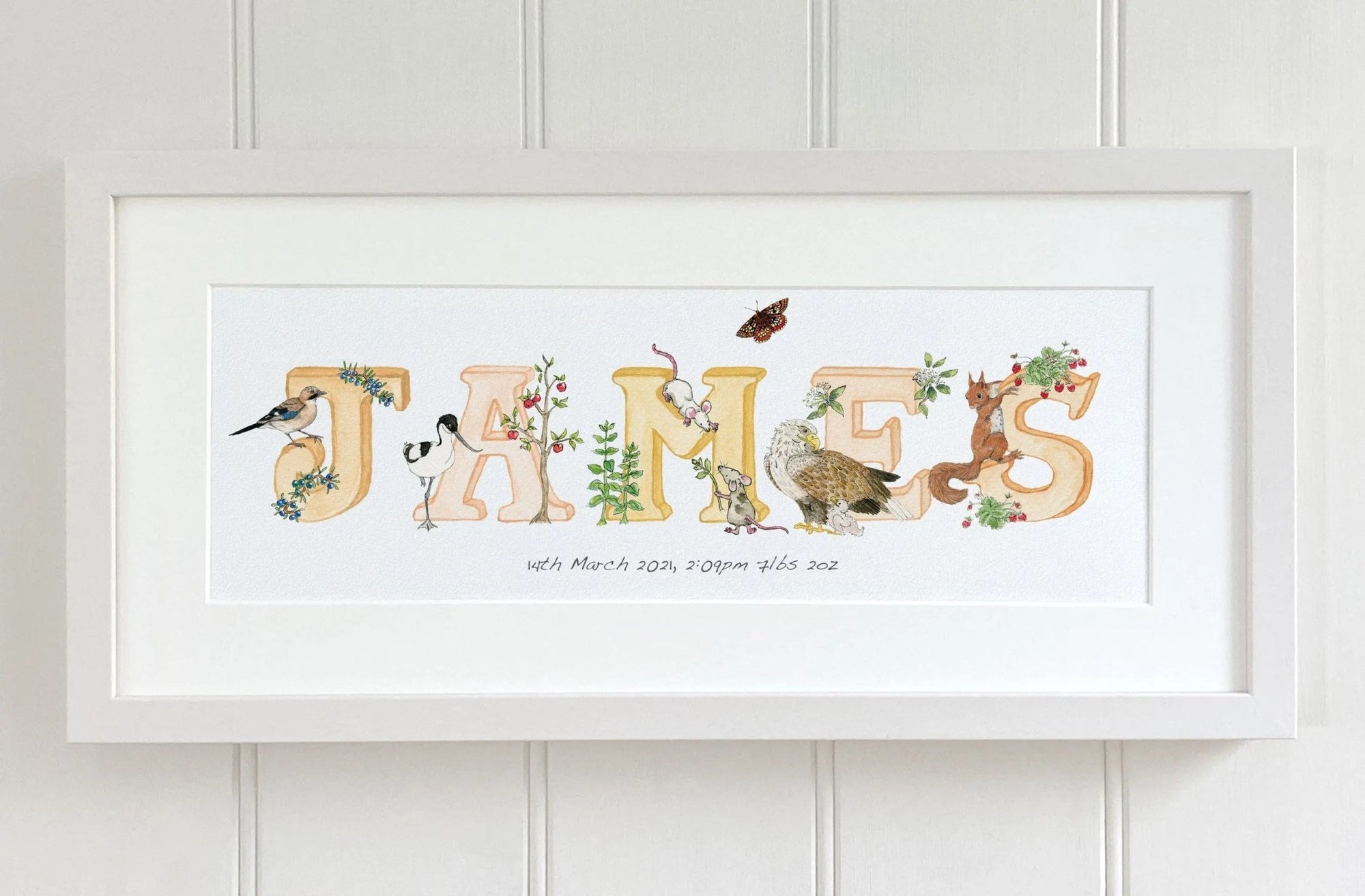 Natural Ireland Personalised Baby Name Frame (Sunset) - fiadhandfinn