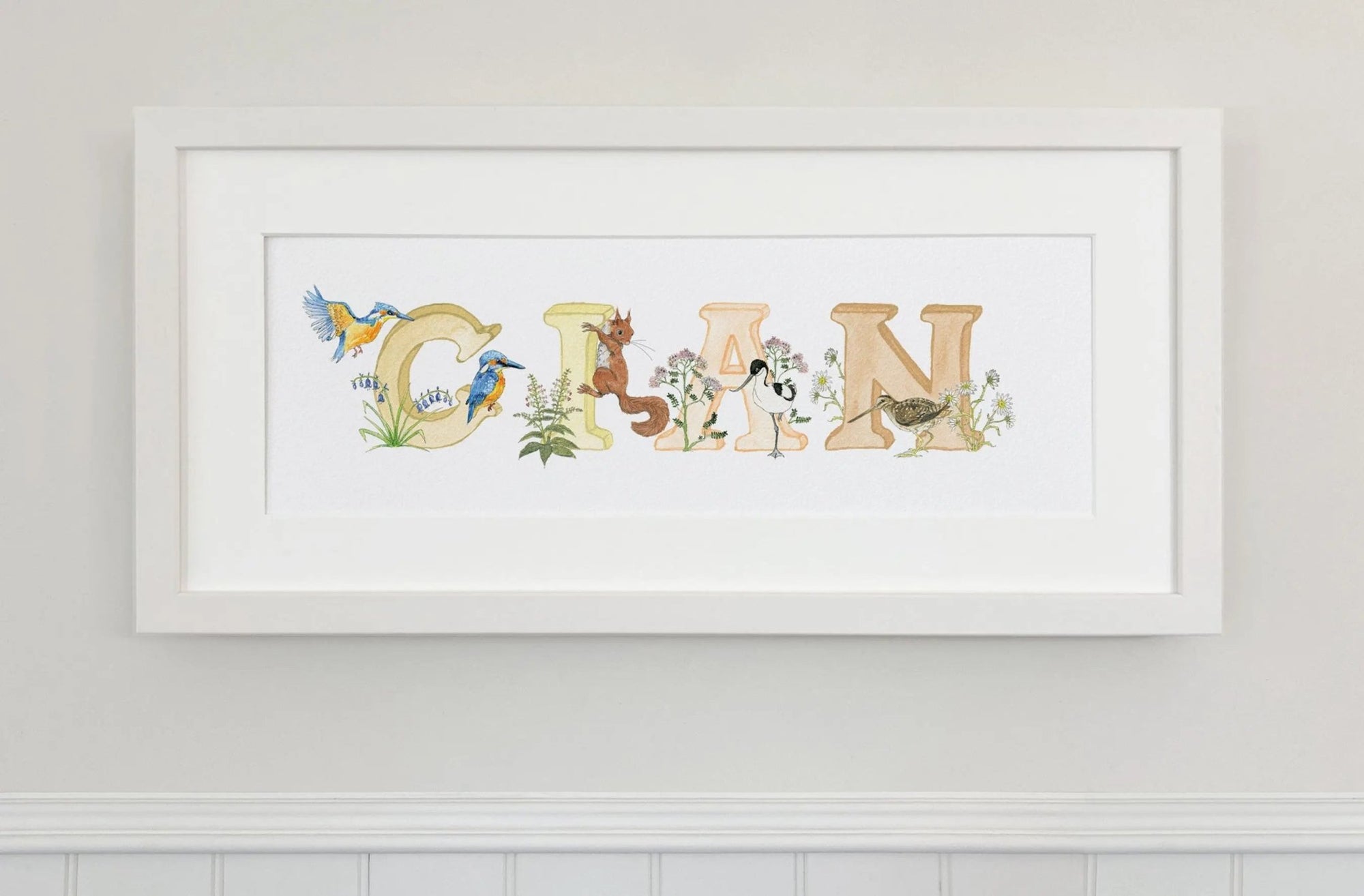 Natural Ireland Personalised Baby Name Frame (Sunset) - fiadhandfinn