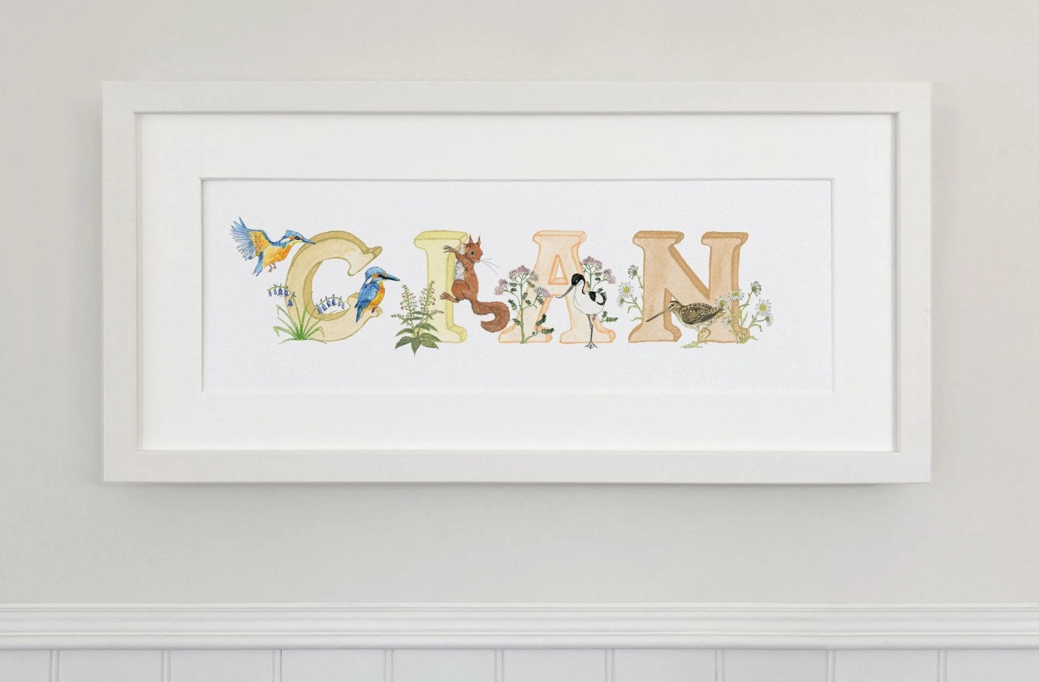 Natural Ireland Personalised Baby Name Frame (Sunset) - fiadhandfinn