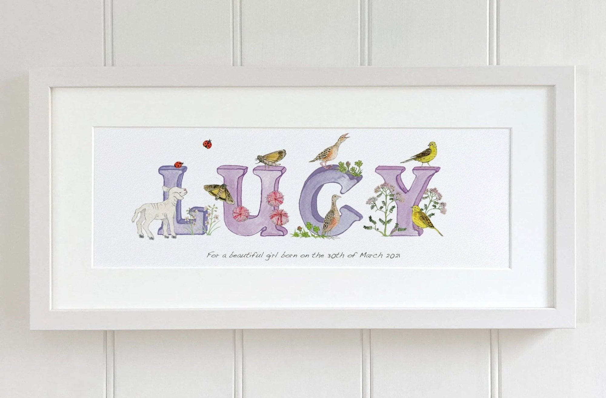 Natural Ireland Personalised Baby Name Frame (Violet) - fiadhandfinn