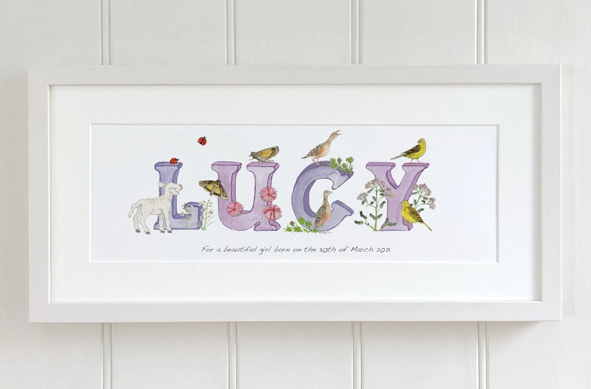 Natural Ireland Personalised Baby Name Frame (Violet) - fiadhandfinn