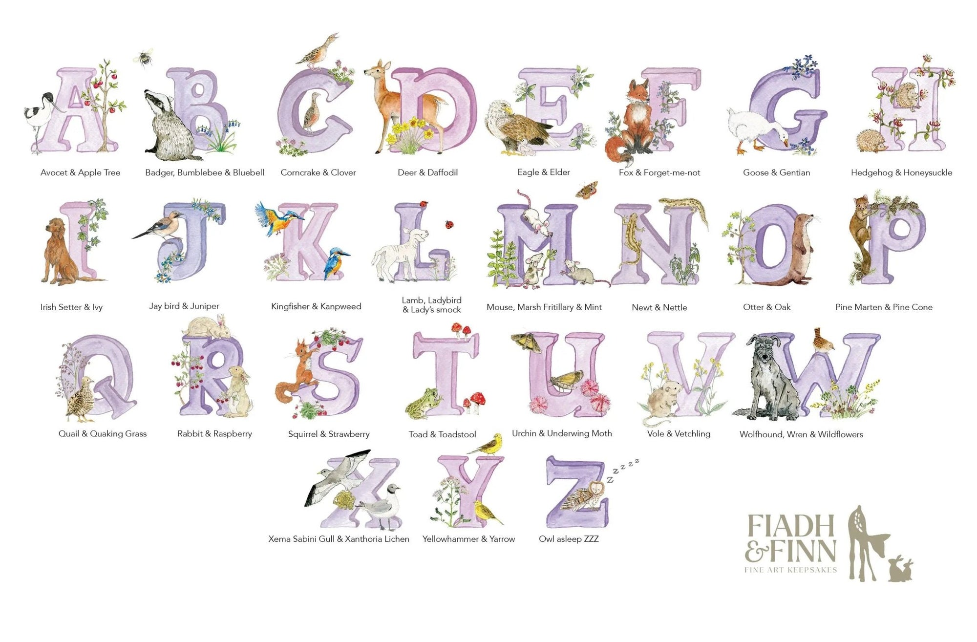 Natural Ireland Personalised Baby Name Frame (Violet) - fiadhandfinn