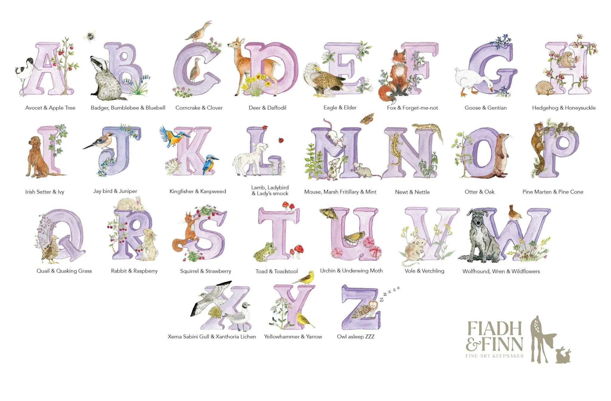 Natural Ireland Personalised Baby Name Frame (Violet) - fiadhandfinn