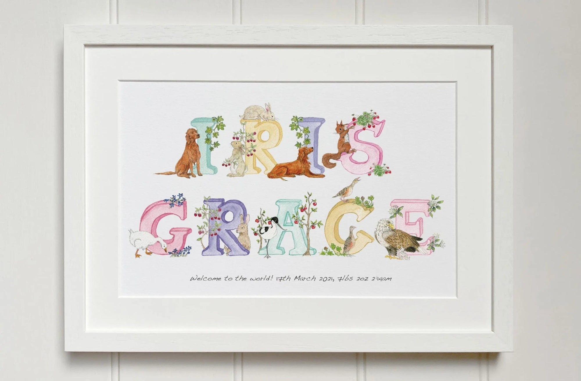 Personalised Double Baby Name Frame - fiadhandfinn