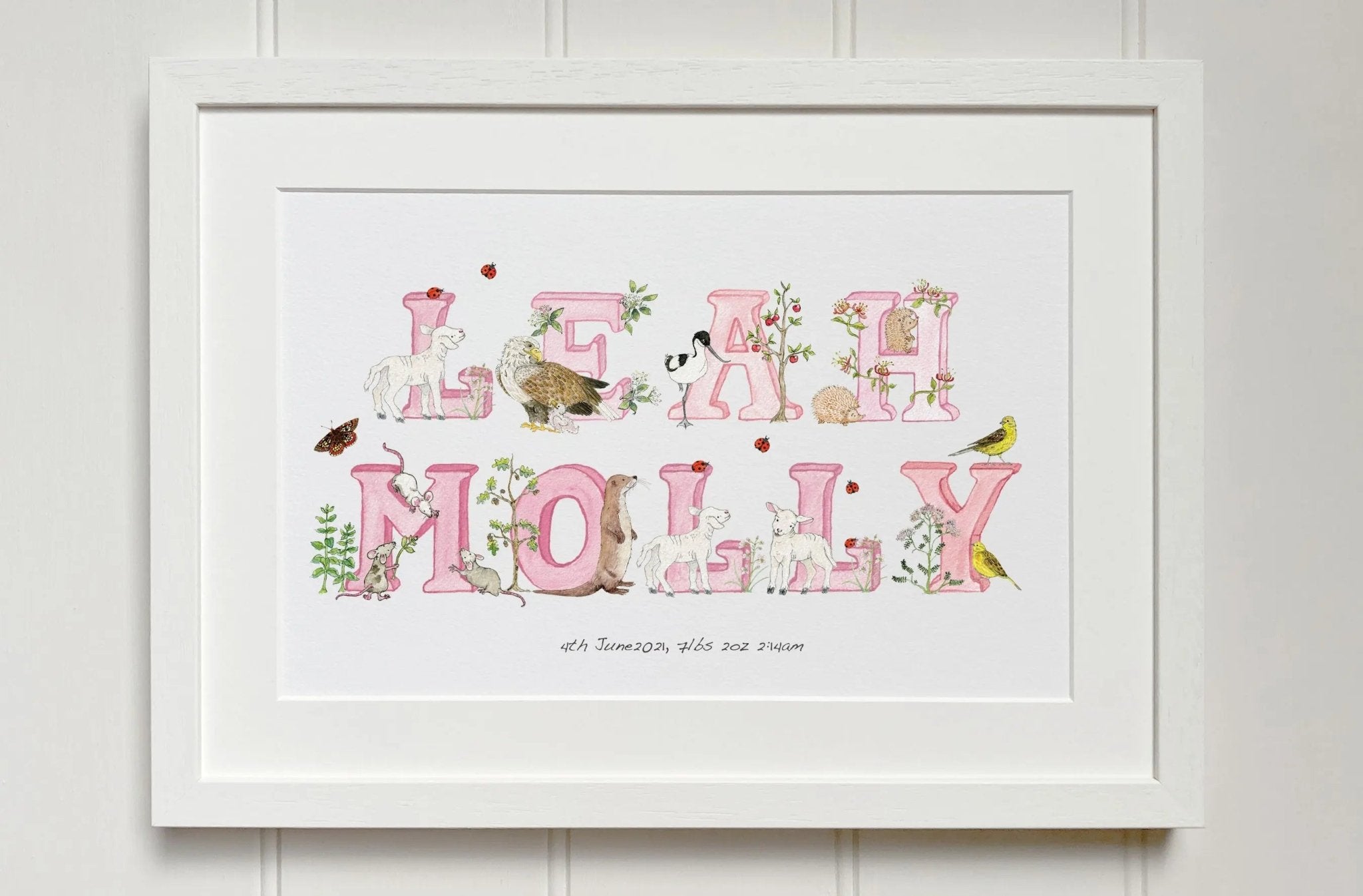 Personalised Double Baby Name Frame - fiadhandfinn