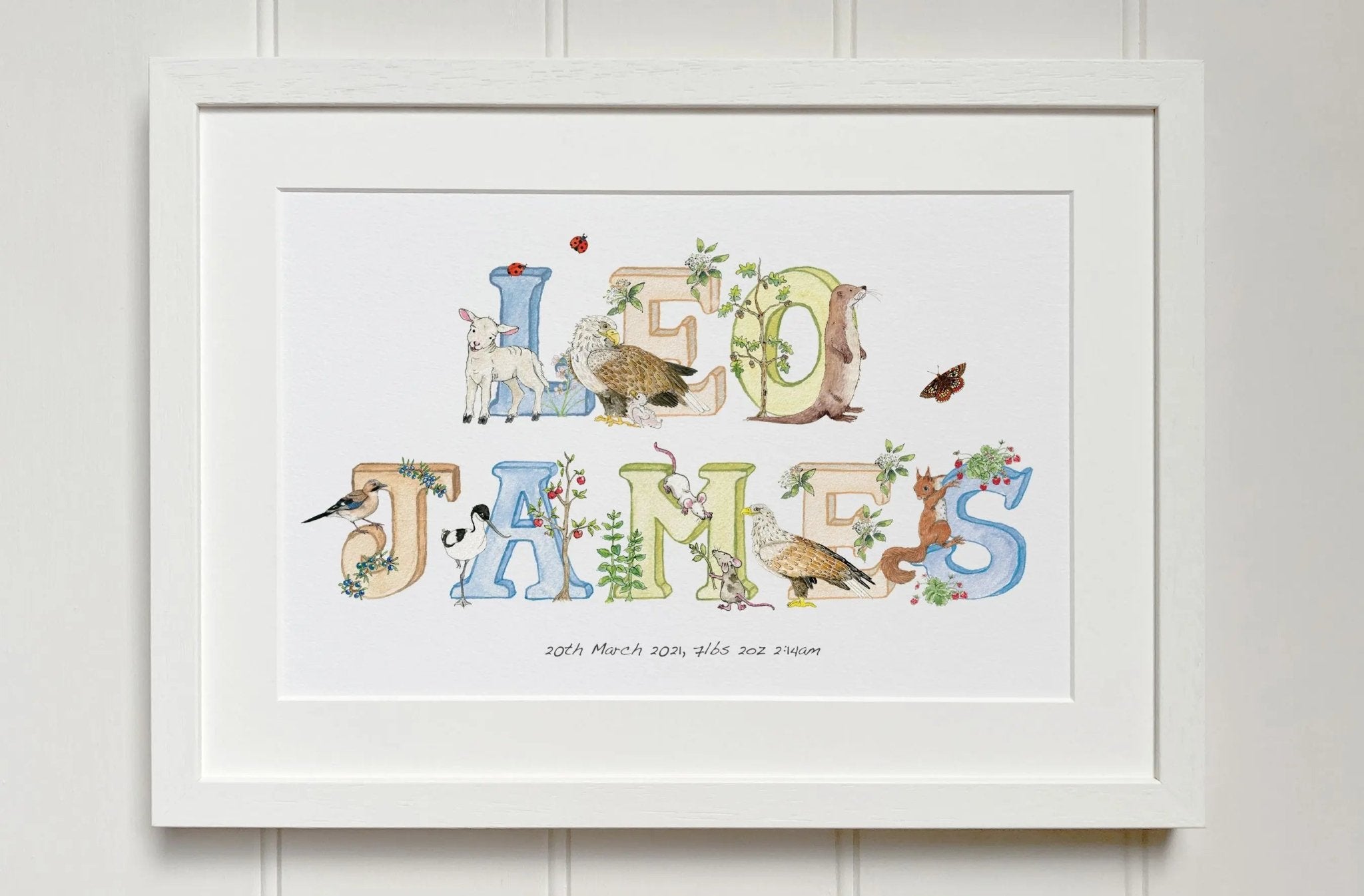 Personalised Double Baby Name Frame - fiadhandfinn