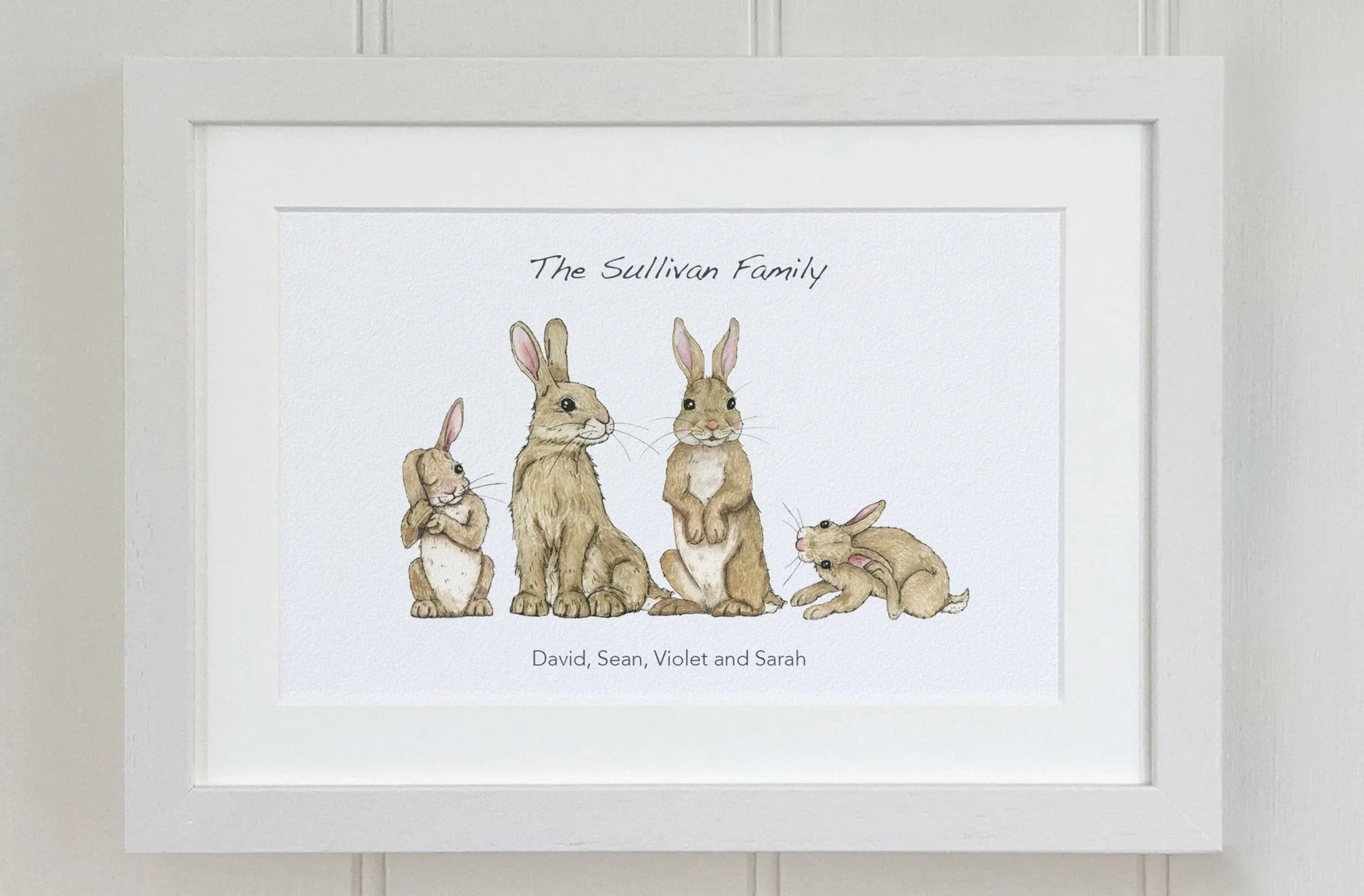 Rabbit Family Personalised Print - fiadhandfinn