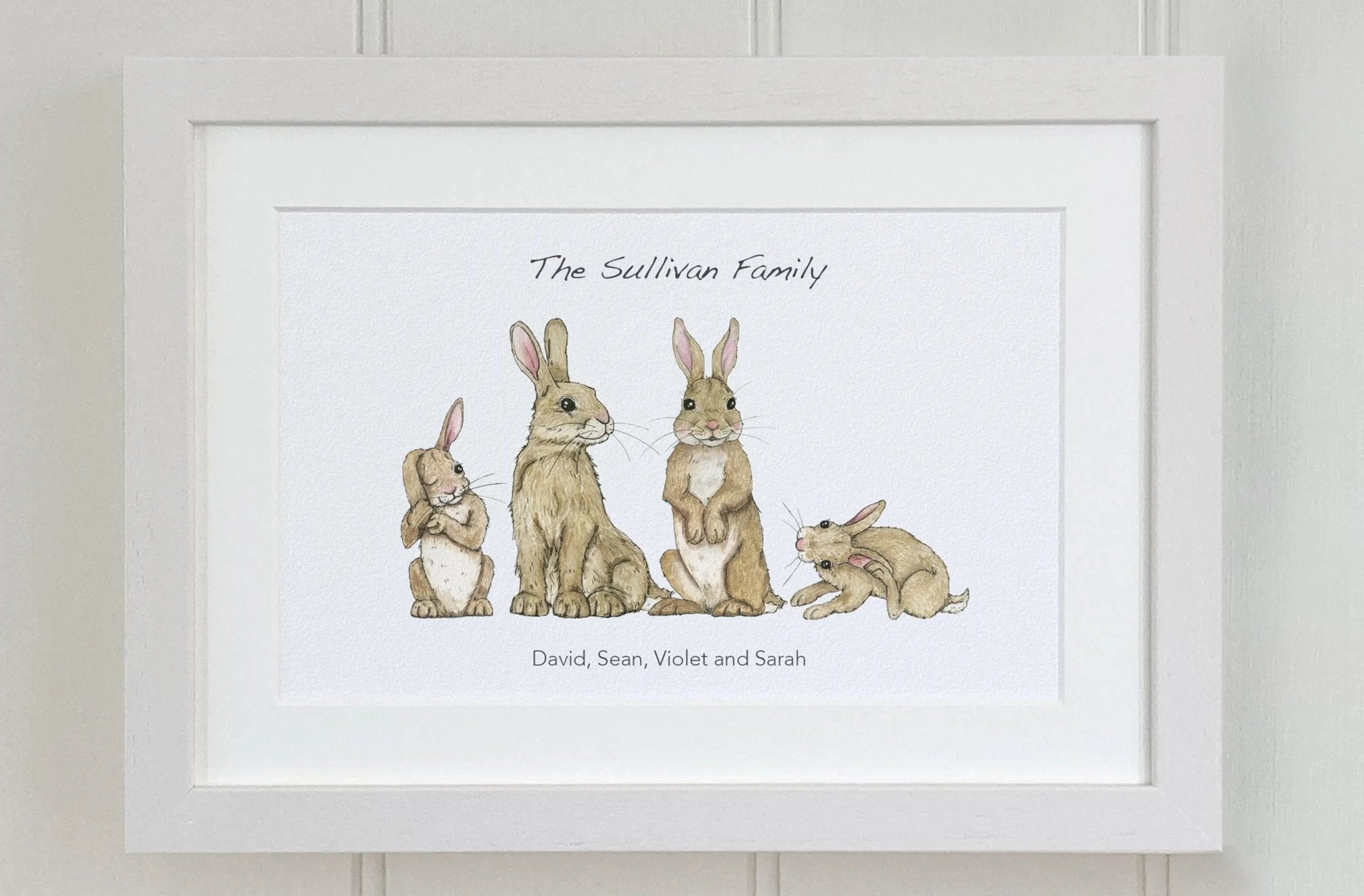 Rabbit Family Personalised Print - fiadhandfinn