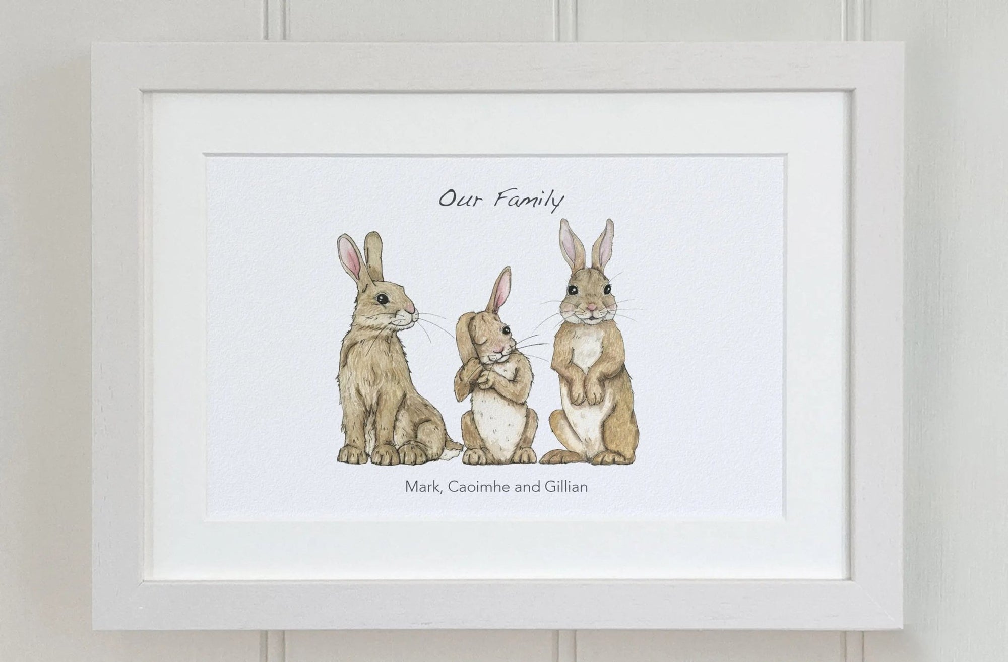 Rabbit Family Personalised Print - fiadhandfinn