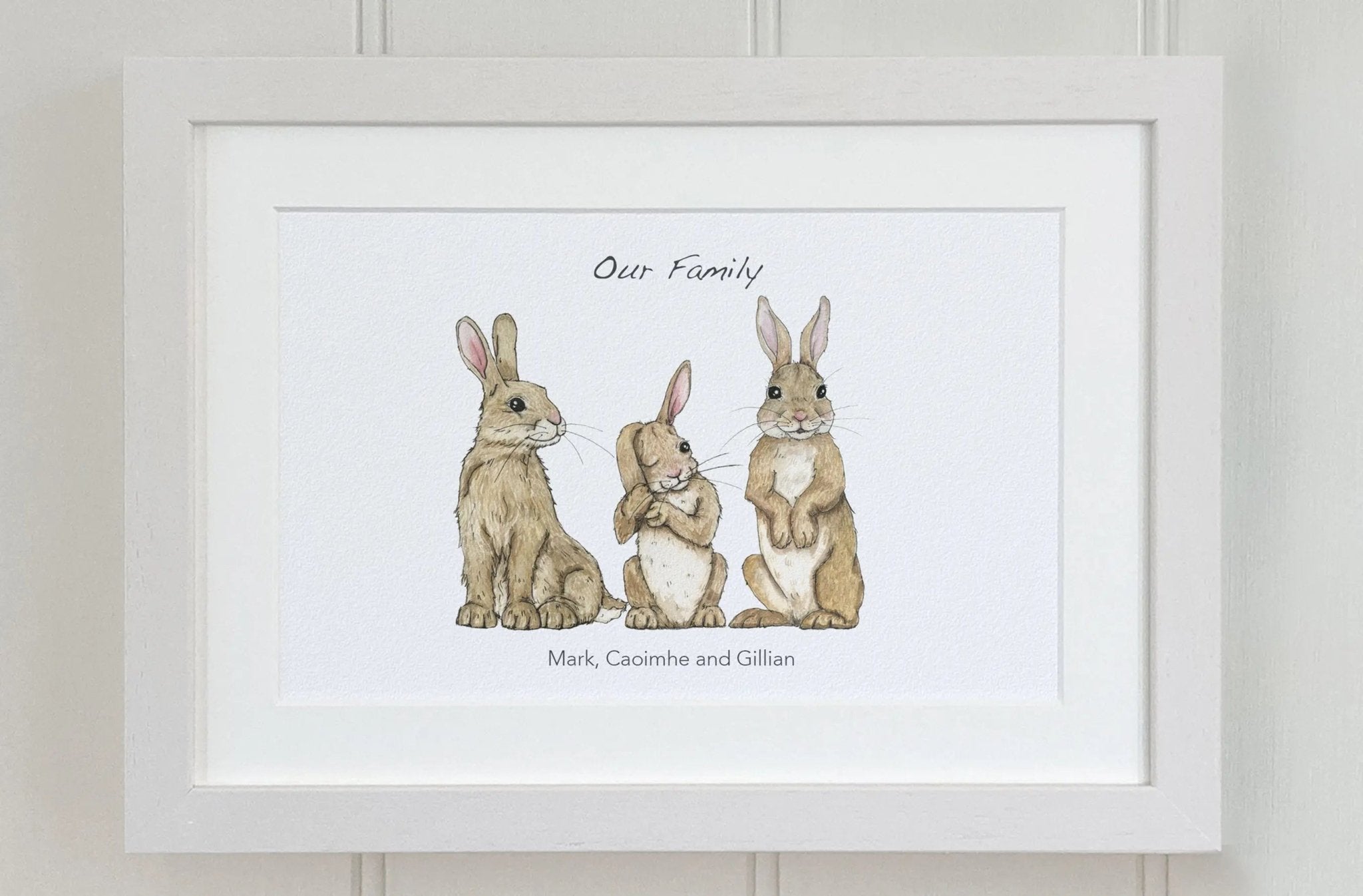 Rabbit Family Personalised Print - fiadhandfinn