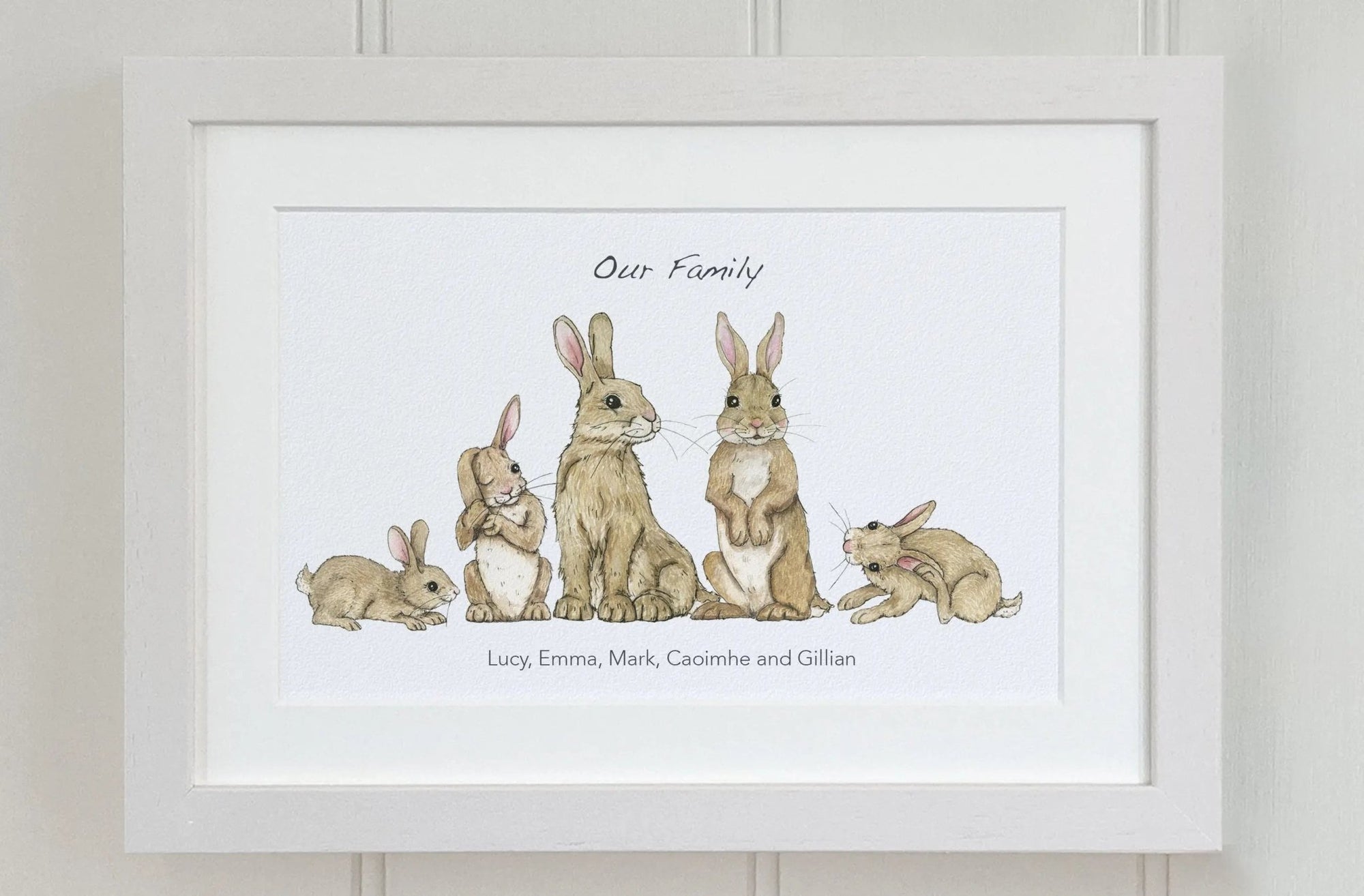 Rabbit Family Personalised Print - fiadhandfinn