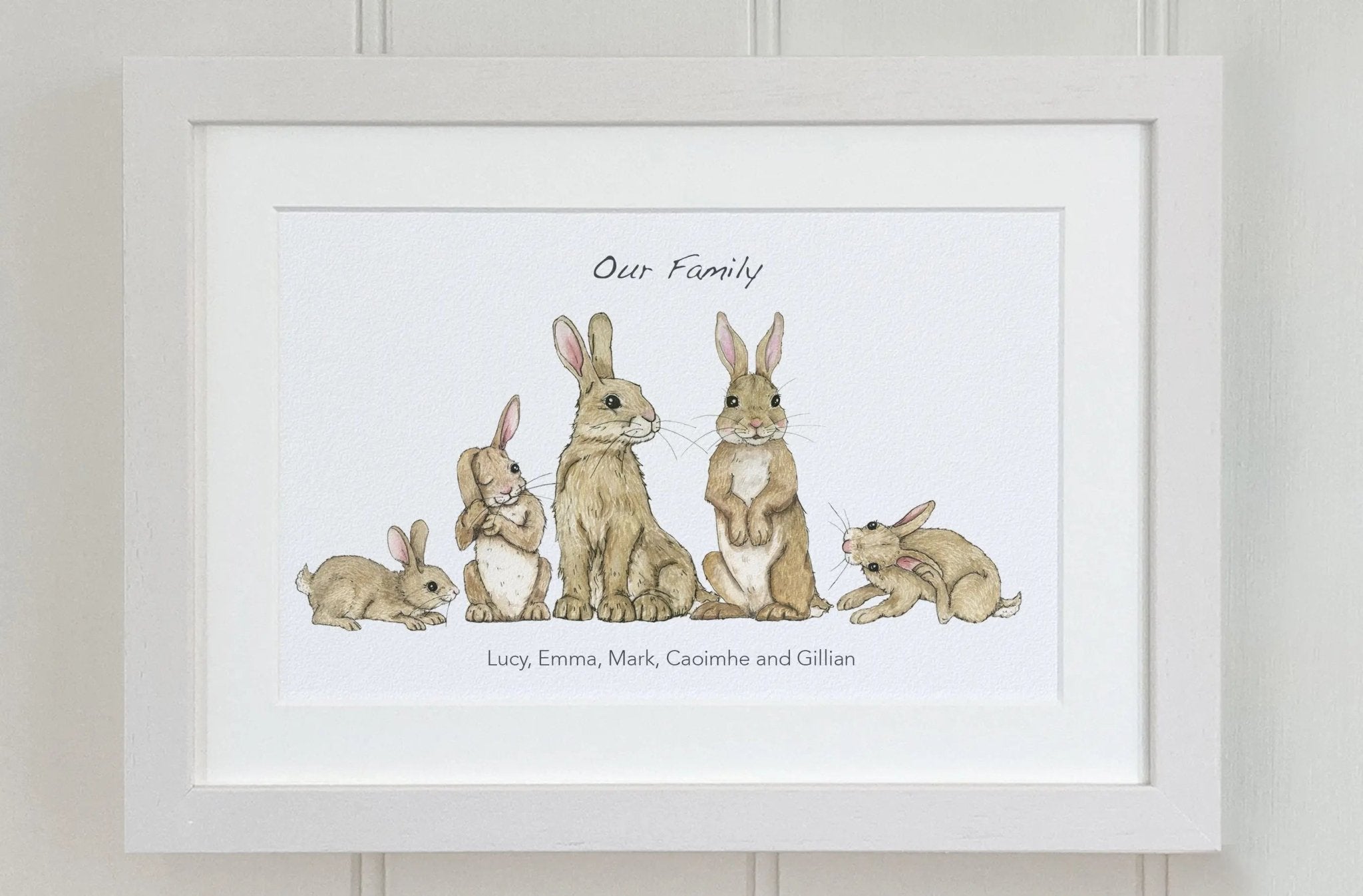Rabbit Family Personalised Print - fiadhandfinn