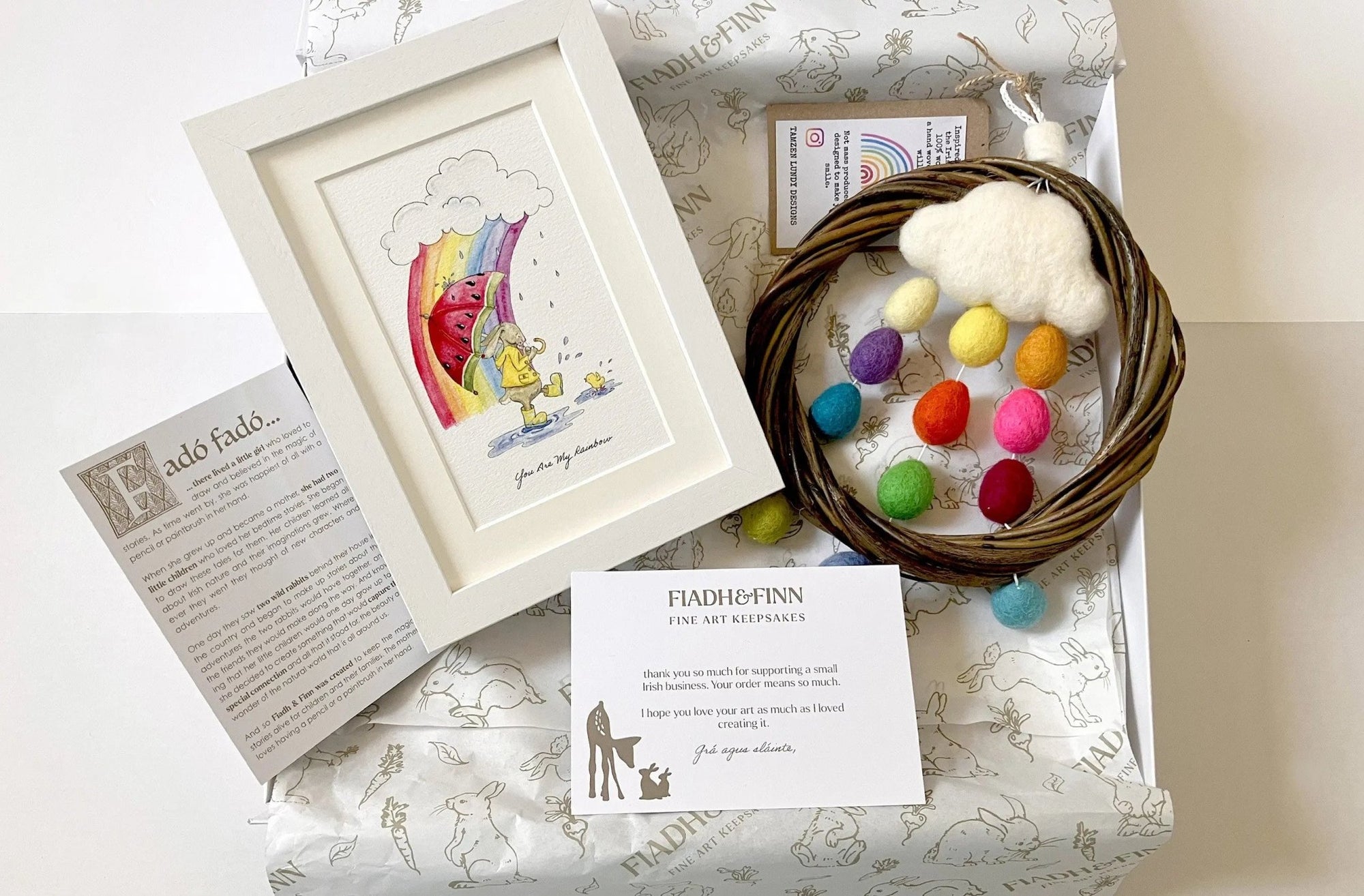 Rainbow Bright Irish Made Baby Gift Box - fiadhandfinn