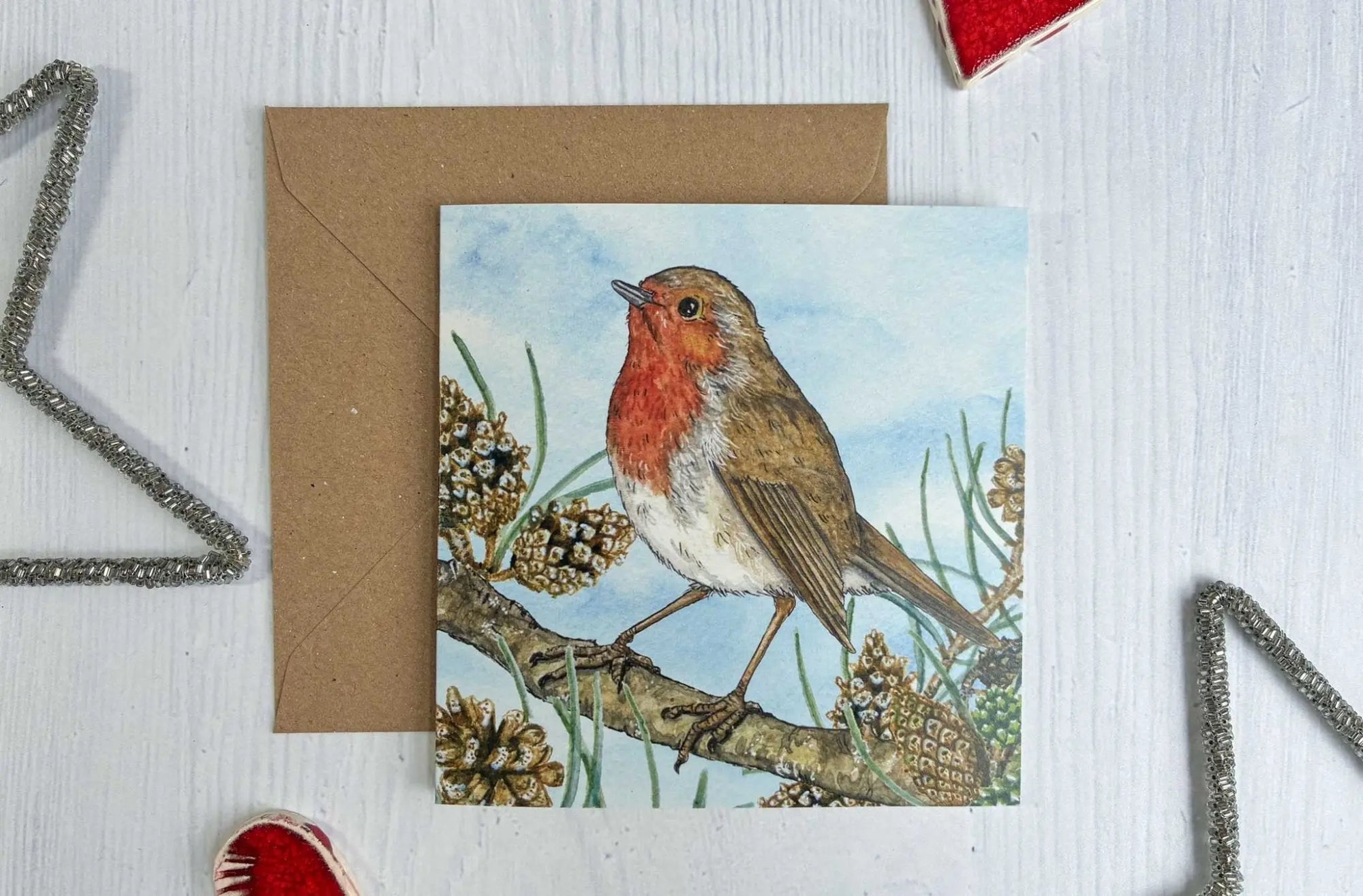 Robin Christmas Cards, Set of 5 (100% Recycled) - fiadhandfinn