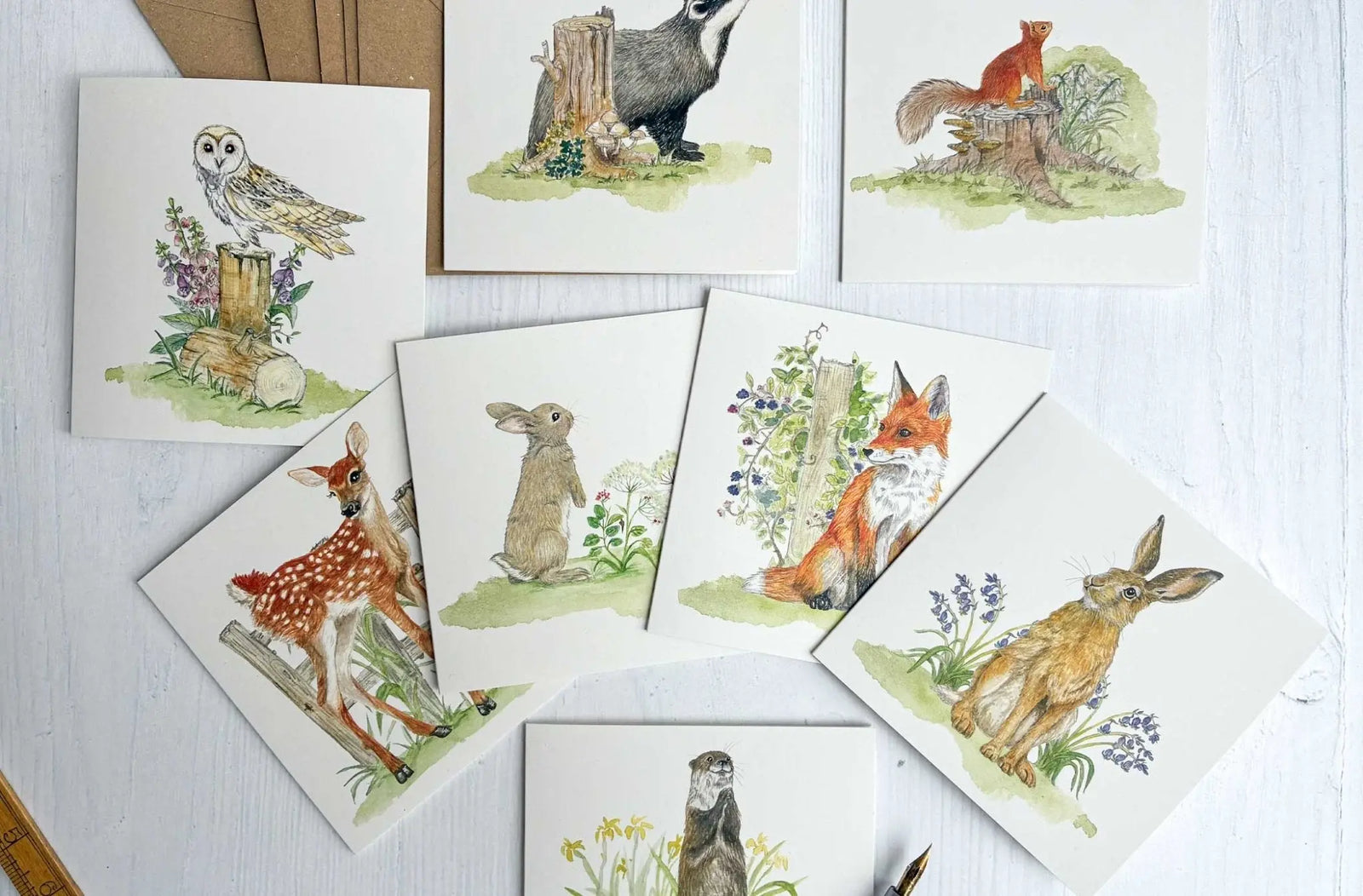 Set of 8 Irish Wildlife Greeting Cards (100% Recycled Card) - fiadhandfinn
