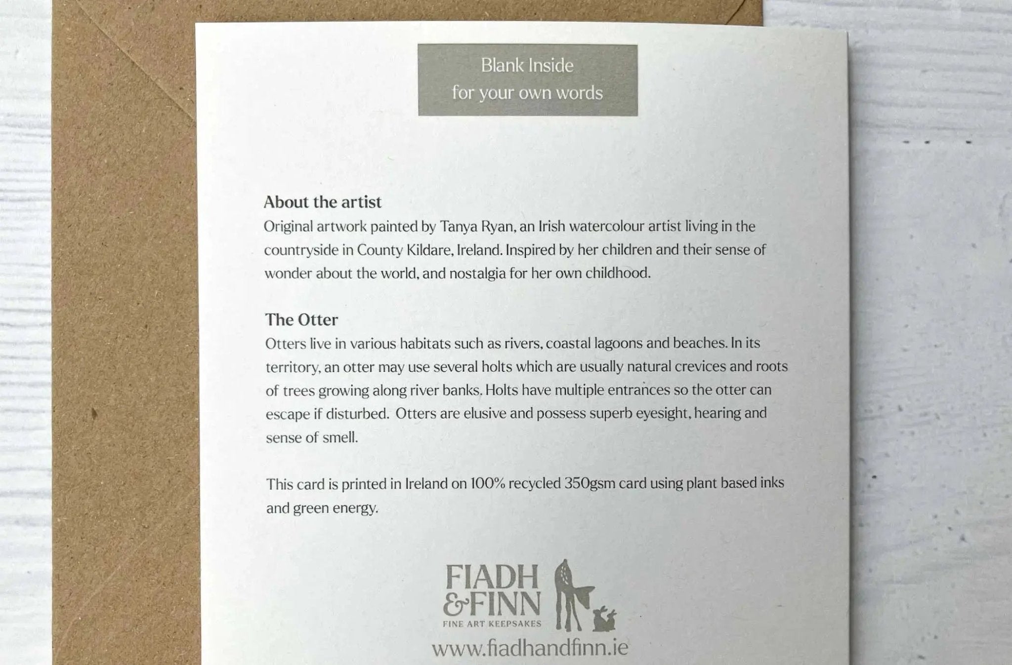 Set of 8 Irish Wildlife Greeting Cards (100% Recycled Card) - fiadhandfinn