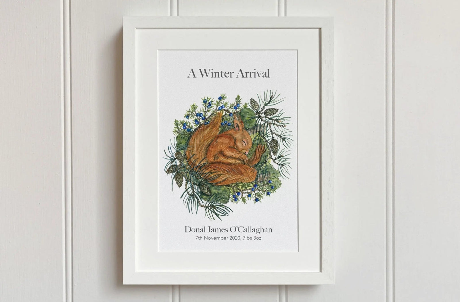 Winter Arrival Baby Squirrel Print - fiadhandfinn